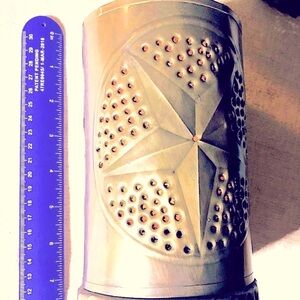 2 PUNCHED TIN STAR CANDLE  LUMINARY HOLDERS HANDMADE LIGHT SCONCE OUTDOOR INDOOR